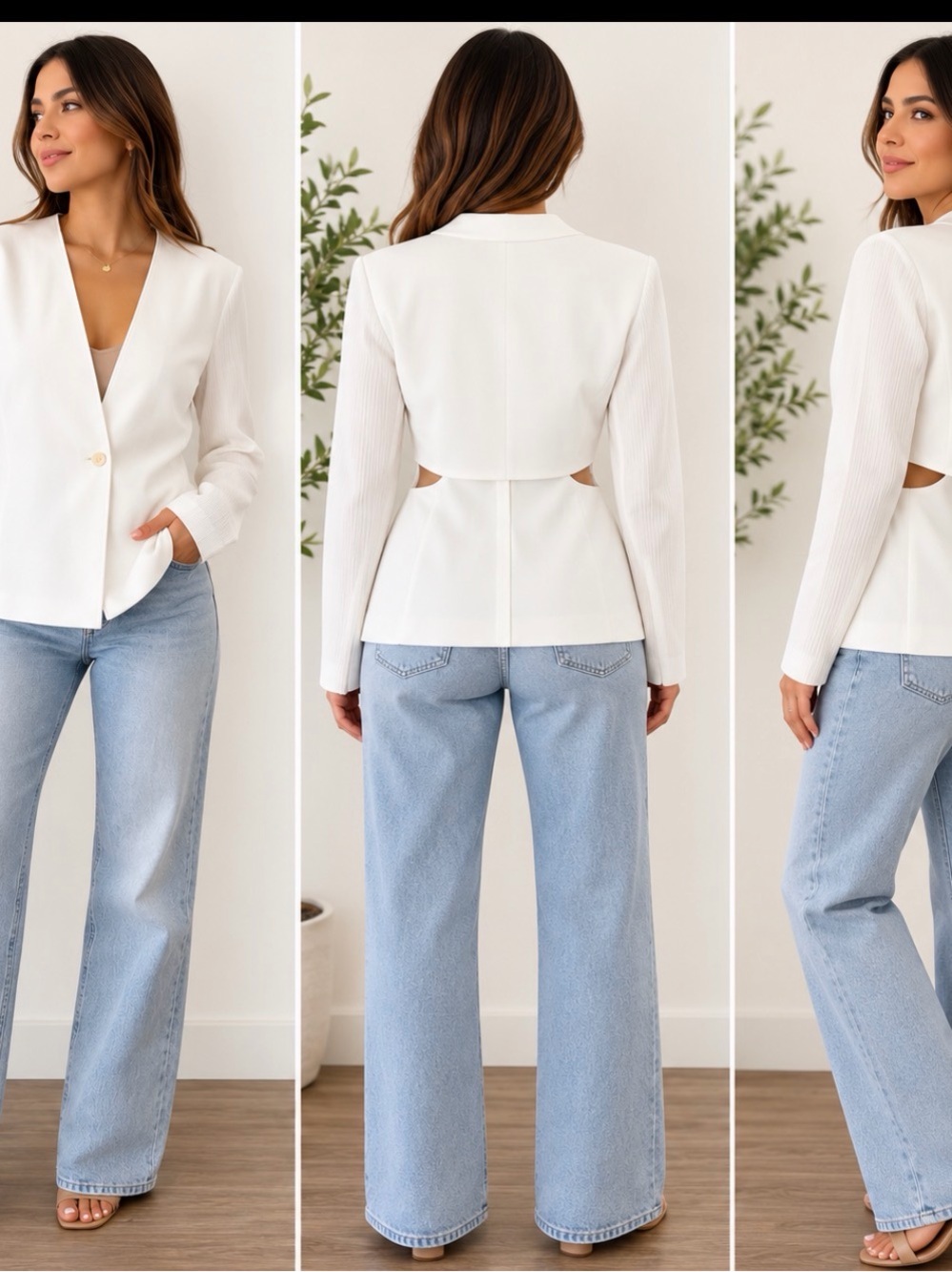 Helmut Lang White Cutout Tailored Blazer